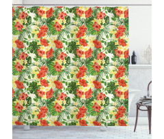 Exotic Flowers Pattern Shower Curtain