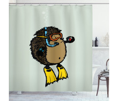 Scuba Diver Hedgehog Shower Curtain