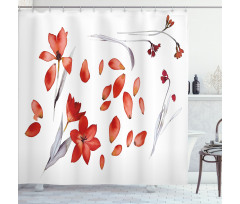 Autumn Flowers Petals Shower Curtain