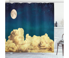 Stars Full Moon Cloud Shower Curtain
