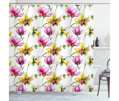 Vibrant Magnolia Flower Shower Curtain