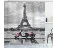 Paris Scene Moped Shower Curtain