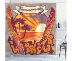 Retro Exotic Summer Shower Curtain