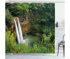 Twin Waterfalls Hawai Shower Curtain