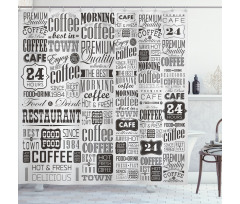 Retro Coffee Texts Shower Curtain