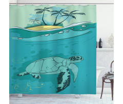 Sea Turtle Exotic Island Shower Curtain