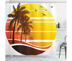 Beach Palm Trees Birds Shower Curtain