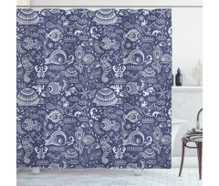 Shells and Plants Shower Curtain