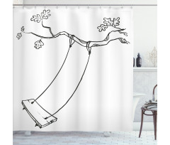 Sketchy Tree Swing Joy Shower Curtain