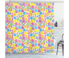 Circular Buttons Shower Curtain