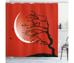 Digital Scene Tree Moon Shower Curtain