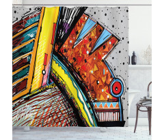 Funky Abstract Music Shower Curtain