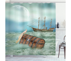 Old Trunk Ocean Waves Shower Curtain