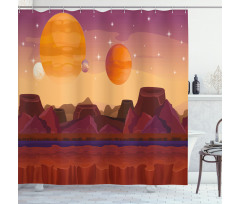 Planetary Graphic Shower Curtain