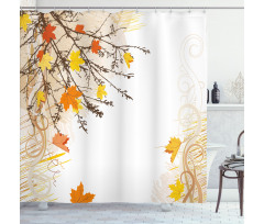 Maple Leaves in Autumn Shower Curtain