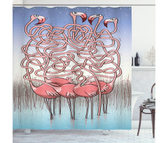 Flamingos Maze Game Joy Shower Curtain