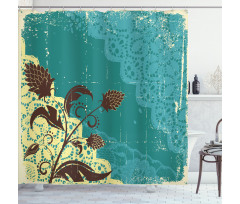 Flower on Lacework Aged Shower Curtain