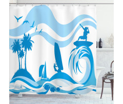 Surfer Waves Summertime Shower Curtain