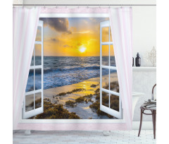 Open Window Sunrise Sea Shower Curtain