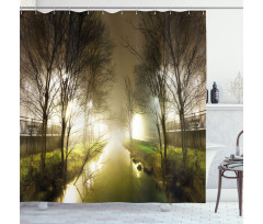 Water Channel Foggy City Shower Curtain