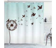 Dandelion Doves Bloom Shower Curtain