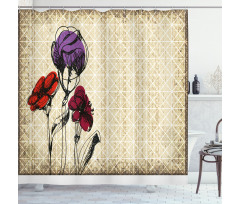 Flower Petals Grunge Shower Curtain