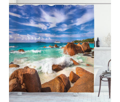 Rocky Coast Seychelles Shower Curtain