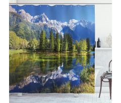 Mountain Lake Evergreen Shower Curtain