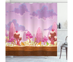 Cartoon Candy Land Shower Curtain