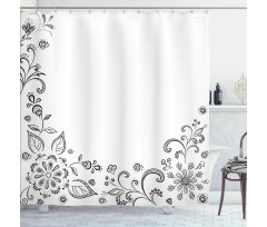 Botanical Sketchy Bouquet Shower Curtain