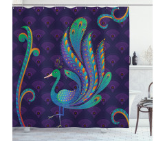 Oriental Bird Feather Shower Curtain