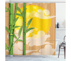 Bamboo Full Moon Clouds Shower Curtain
