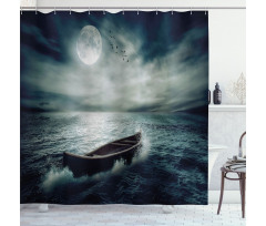 Boat in Ocean Shower Curtain