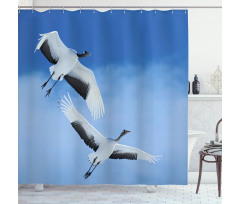 Red Crowned Cranes Japan Shower Curtain