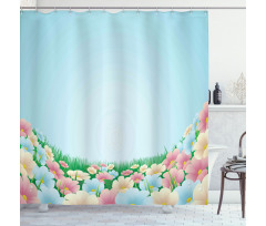 Meadow Daisies Pansies Shower Curtain