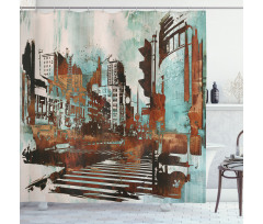 Urban Abstract Cityscape Shower Curtain