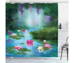 Fantasy Pond Water Lily Shower Curtain