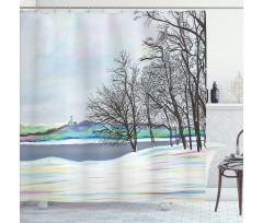 Rural Winter Forest Art Shower Curtain
