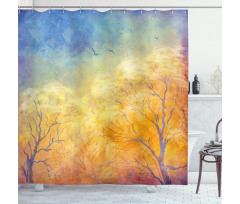 Autumn Trees Gulls Sky Shower Curtain