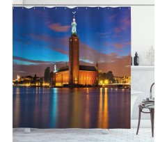 Stockholm Scenic Night Shower Curtain