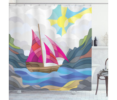 Sun Sail Boat Vitray Shower Curtain