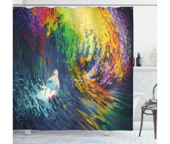 Exotic Surfer on Waves Shower Curtain