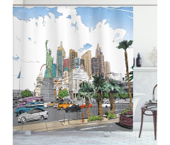 Las Vegas Street Sketchy Shower Curtain