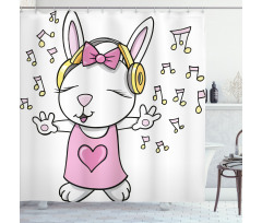 Cartoon Rock Star Bunny Shower Curtain