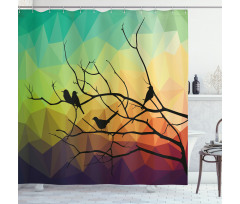 Abstract Bird and Branch Shower Curtain