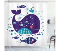 Ocean Cartoon Big Fish Shower Curtain