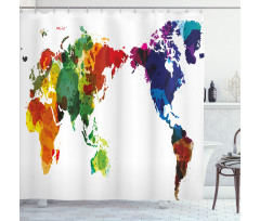 Abstract Wold Map Shower Curtain