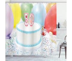 Age 50 Cake Party Shower Curtain