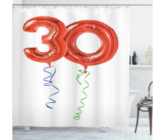 Red Balloons Ribbons Shower Curtain
