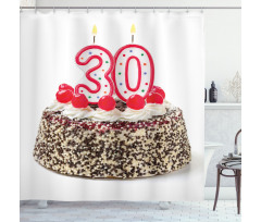 Cake Cherries Candles Shower Curtain